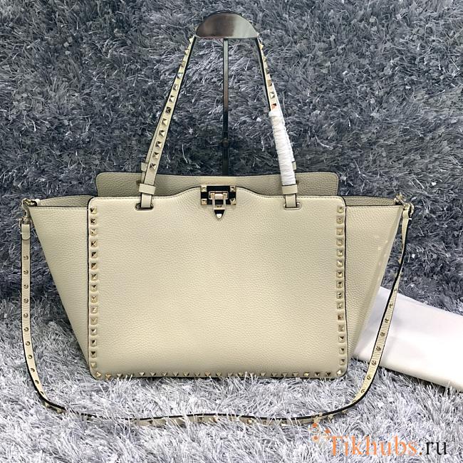 Valentino Tote Gold Stud White 0970B Size 33 × 14 × 26 cm - 1