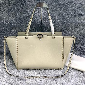 Valentino Tote Gold Stud White 0970B Size 33 × 14 × 26 cm