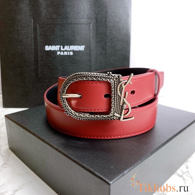 YSL Belt Red Size 3 cm - 1