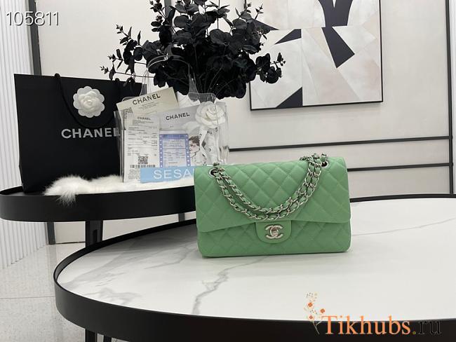 Chanel Flap Bag Gold-tone Metal Caviar Leather Green 880780 Size 25cm - 1