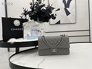 Chanel Flap Bag Silver-tone Metal Caviar Leather Gray 880780 Size 25cm - 1