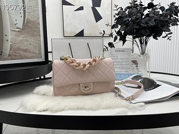 Chanel Cruise Leather Flap Bag Baby Pink AS1354 Size 24x16x6 cm