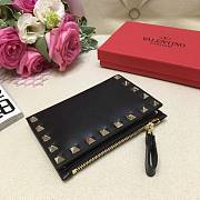 Valentino Rockstud Grainy Calfskin Coin Purse And Cardholder Black Size 13 cm - 6