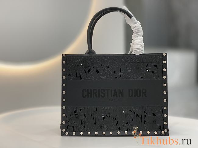Dior Book Tote Leather Bag Black Size 36 cm - 1