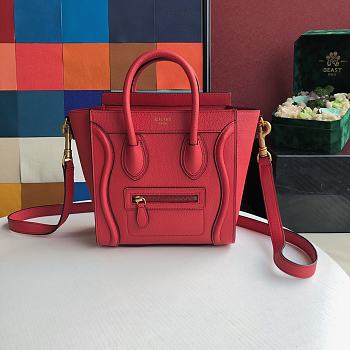 Celine Micro Luggage Calfskin Dune Red Size 20 X 20 X 10 cm