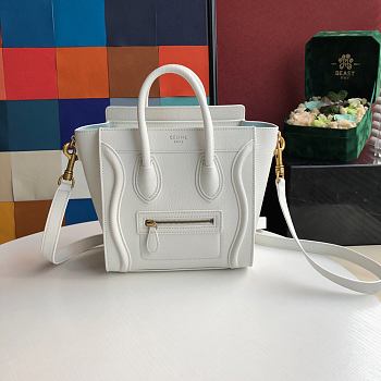 Celine Micro Luggage Calfskin Dune White Size 20 X 20 X 10 cm