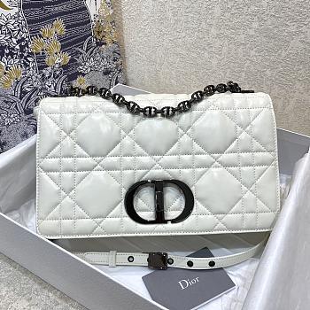 Dior Caro Medium White Black Hardware Size 28 x 17 x 9 cm