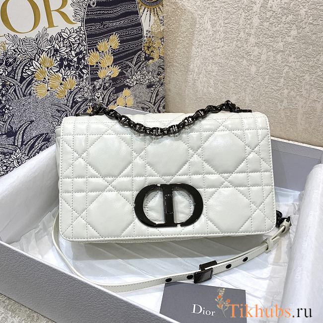 Dior Caro Medium White Black Hardware Size 25 x 15 x 8 cm - 1