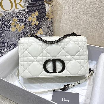 Dior Caro Medium White Black Hardware Size 25 x 15 x 8 cm