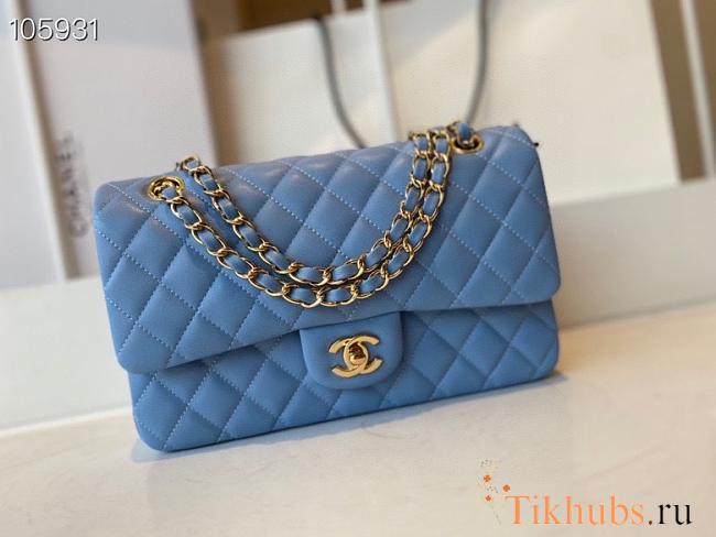 Chanel Lambskin Flap Bag Gold-Tone Dark Blue 980880 Size 25cm - 1