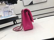 Chanel Lambskin Flap Bag Silver-Tone Dark Rose Red 980880 Size 25cm - 5