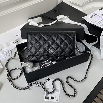Chanel WOC Black Silver Hardware With Magnetic Closure Size 19.5 cm