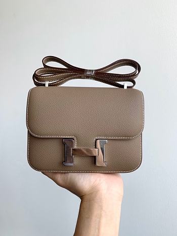 Hermes Epsom Leather Silver Lock Bag In Brown Size 19 cm