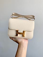 Hermes Epsom Leather Gold Lock Bag In White Size 19 cm - 1