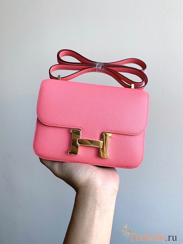 Hermes Epsom Leather Gold Lock Bag In Dark Pink Size 19 cm - 1