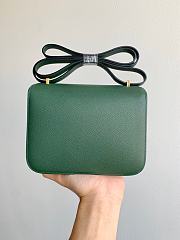 Hermes Epsom Leather Gold Lock Bag In Green Size 19 cm - 3