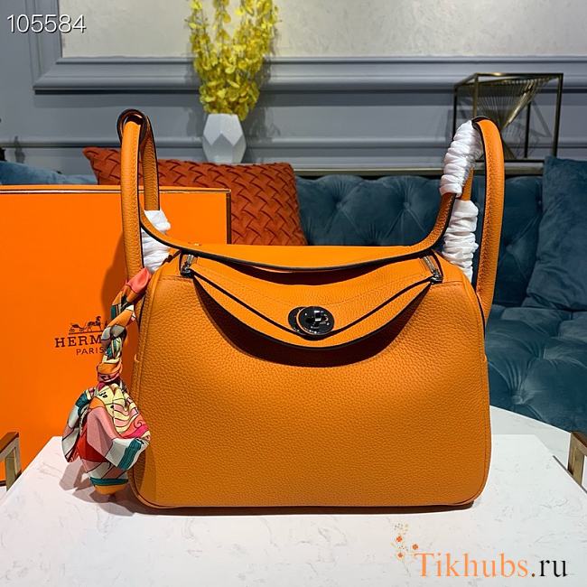 Hermes Lindy Leather Handbag Orange Size 26 x 14 x 18 cm - 1