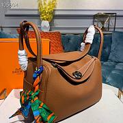 Hermes Lindy Leather Handbag Gold Brown Color Size 26 x 14 x 18 cm - 3