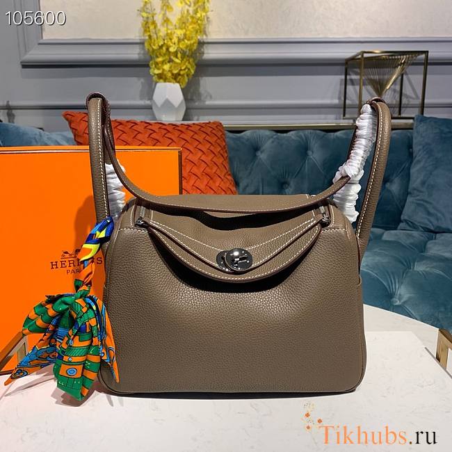 Hermes Lindy Leather Handbag dark Brown Size 26 x 14 x 18 cm - 1