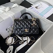 Chanel Coco Lambskin Handle Bag Black Gold Hardware Size 20 x 12 x 6 cm - 1