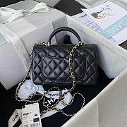 Chanel Coco Lambskin Handle Bag Black Gold Hardware Size 20 x 12 x 6 cm - 5