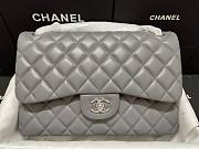 Chanel Lambskin Double Flap Bag In Light Gray Silver Hardware Size 30 cm  - 1