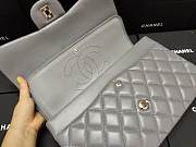 Chanel Lambskin Double Flap Bag In Light Gray Silver Hardware Size 30 cm  - 6