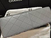 Chanel Lambskin Double Flap Bag In Light Gray Silver Hardware Size 30 cm  - 3