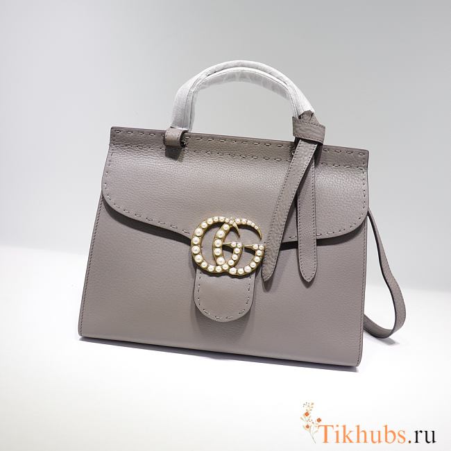Gucci GG Marmont Leather Bag Gray 421890 Size 31.5 x 23 x 13 cm - 1
