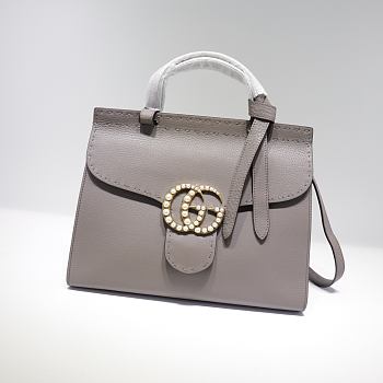 Gucci GG Marmont Leather Bag Gray 421890 Size 31.5 x 23 x 13 cm