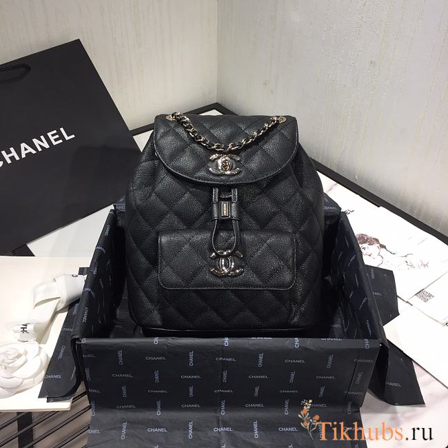 Chanel Duma Diamond - Quilted Backpack Black Size 21.5 x 24 x 12 cm - 1