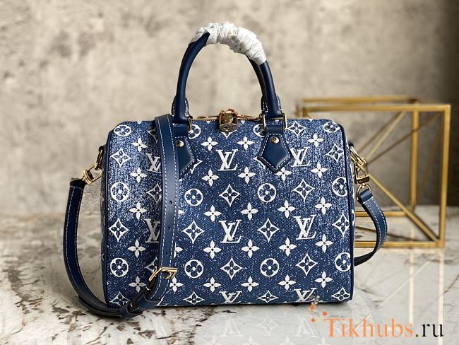 LV Speedy Denim Blue Navy M59609 Size 25 x 19 x 15 cm - 1