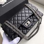 Chanel Elephant Pattern Black Flap Bag Silver Hardware Size 25 cm - 3