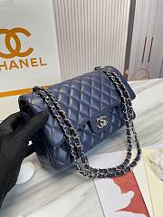 Chanel Flap Bag Navy Blue Lambskin Silver Hardware Size 30 cm - 2