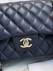 Chanel Flap Bag Navy Blue Lambskin Silver Hardware Size 30 cm - 4