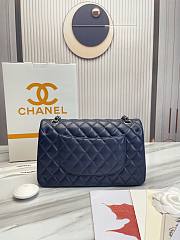 Chanel Flap Bag Navy Blue Lambskin Silver Hardware Size 30 cm - 3