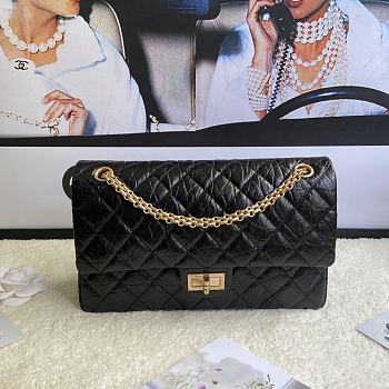 Chanel Elephant Pattern Black Flap Bag Gold Hardware Size 28 cm