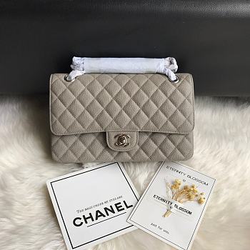 Chanel Flap Bag Gray Caviar Silver Hardware Size 25 cm