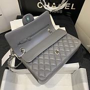 Chanel Flap Bag Gray Lambskin 01112 Silver Hardware Size 25 cm - 6