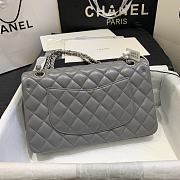 Chanel Flap Bag Gray Lambskin 01112 Silver Hardware Size 25 cm - 5