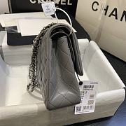 Chanel Flap Bag Gray Lambskin 01112 Silver Hardware Size 25 cm - 4