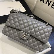 Chanel Flap Bag Gray Lambskin 01112 Silver Hardware Size 25 cm - 3
