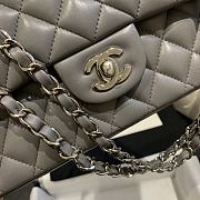 Chanel Flap Bag Gray Lambskin 01112 Silver Hardware Size 25 cm - 2