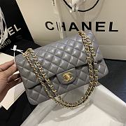 Chanel Flap Bag Gray Lambskin 01112 Gold Hardware Size 25 cm - 1