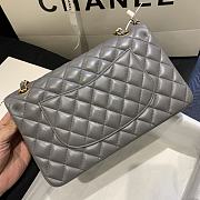 Chanel Flap Bag Gray Lambskin 01112 Gold Hardware Size 25 cm - 4