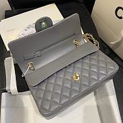 Chanel Flap Bag Gray Lambskin 01112 Gold Hardware Size 25 cm - 3