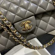 Chanel Flap Bag Gray Lambskin 01112 Gold Hardware Size 25 cm - 2