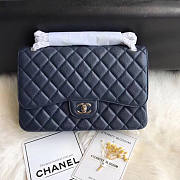 Chanel Flap Bag Navy Blue Caviar Silver Hardware Jumbo Size 30 cm - 1