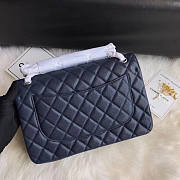 Chanel Flap Bag Navy Blue Caviar Silver Hardware Jumbo Size 30 cm - 3