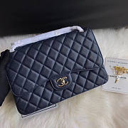 Chanel Flap Bag Navy Blue Caviar Silver Hardware Jumbo Size 30 cm - 2